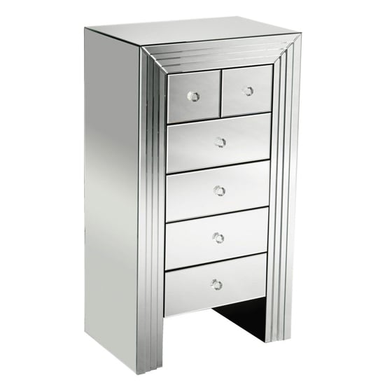 Photo of Nitra mirrored chest of 6 drawers in silver