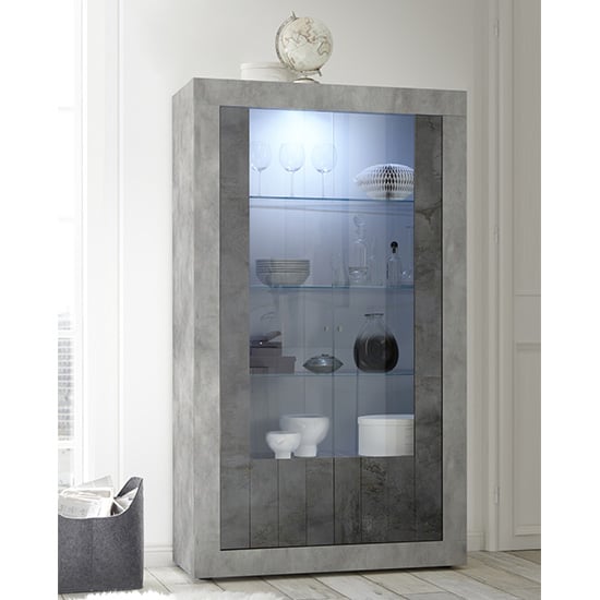 Read more about Nitro 2 doors led display cabinet in cement effect and oxide