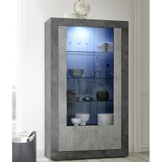 Read more about Nitro 2 doors led display cabinet in oxide and cement effect