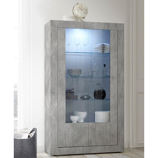 Read more about Nitro display cabinet in concrete effect with 2 doors and led
