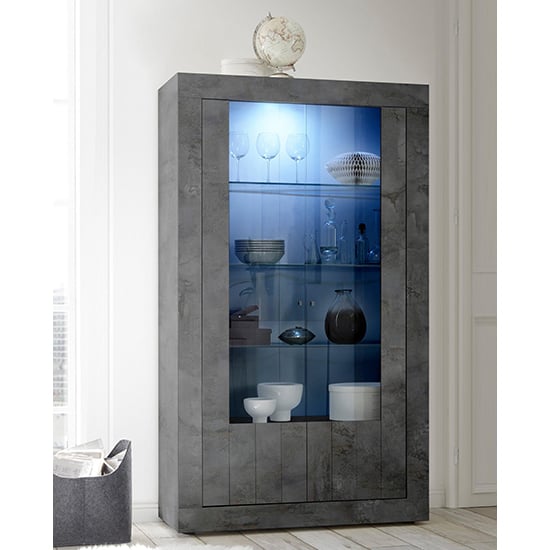 Read more about Nitro wooden display cabinet in oxide with 2 doors and led
