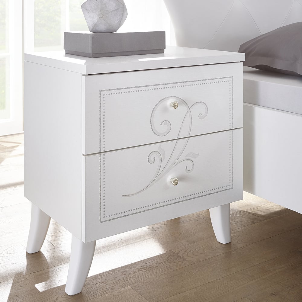 Read more about Nivea wooden bedside cabinet in serigraphy white