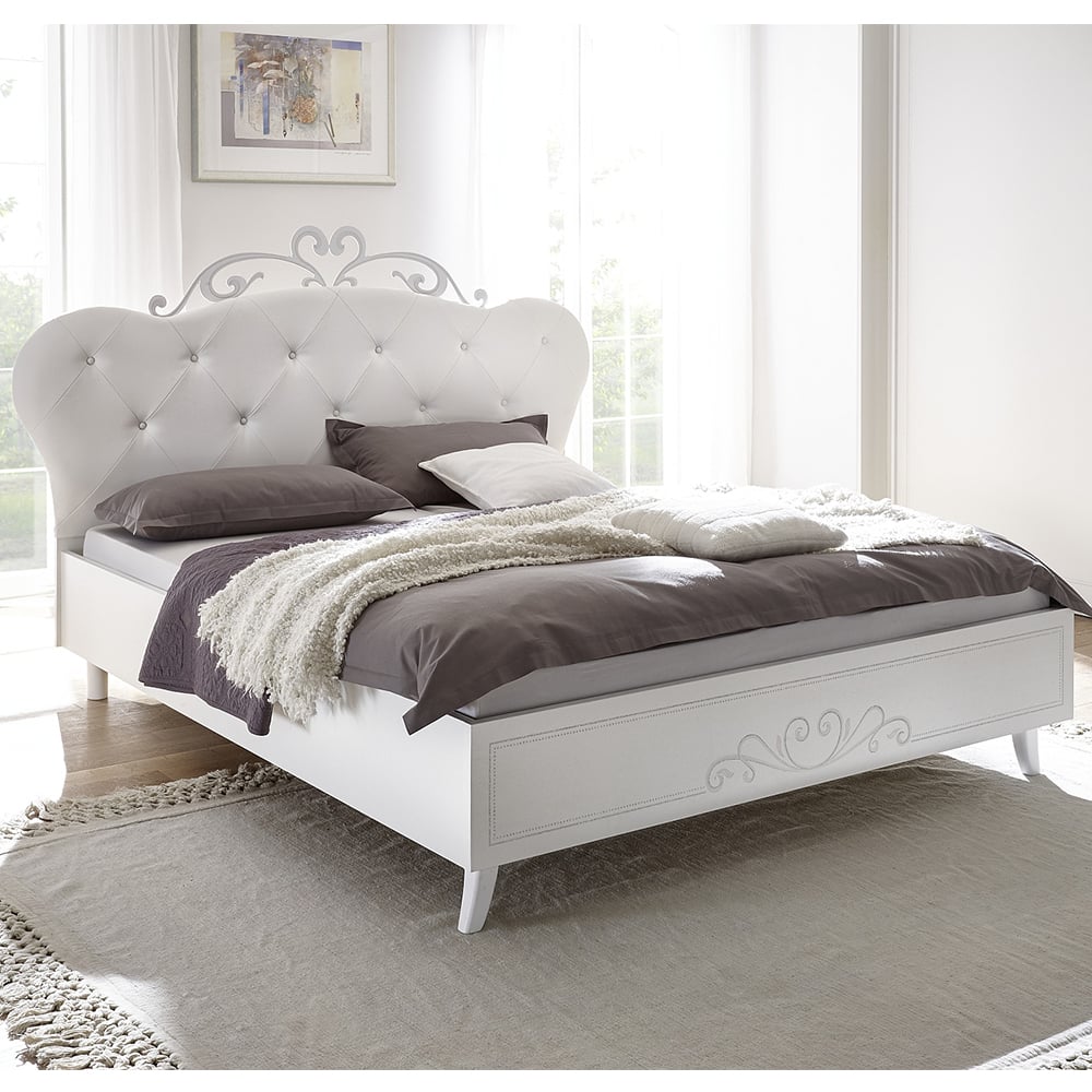 nivea wooden king size bed in serigraphy white