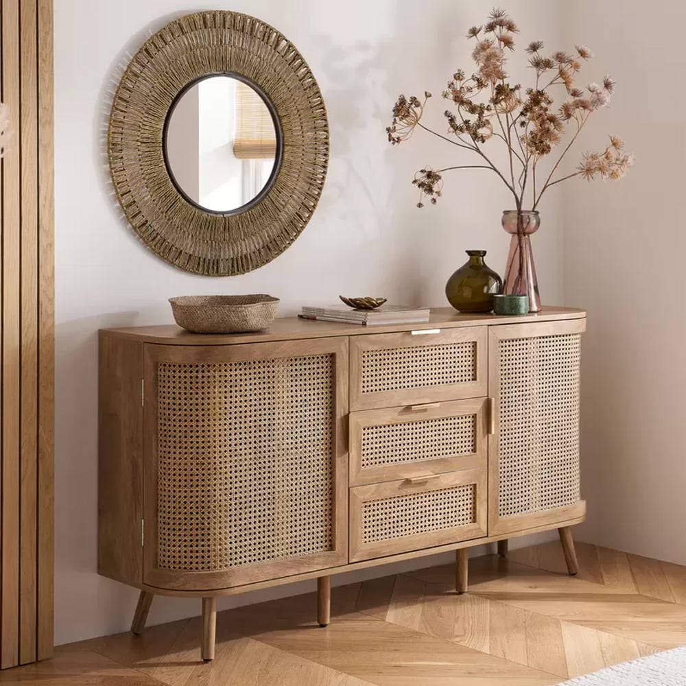 nixa wooden sideboard with 2 doors 3 drawers in oak