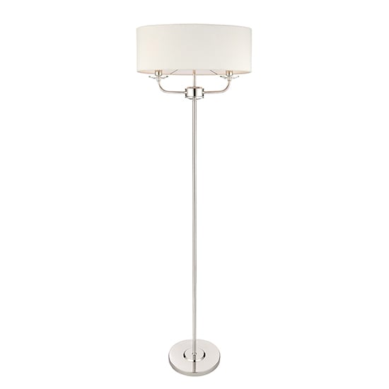 Product photograph of Nixon 2 Lights White Oval Shade Floor Lamp In Bright Nickel from Furniture in Fashion