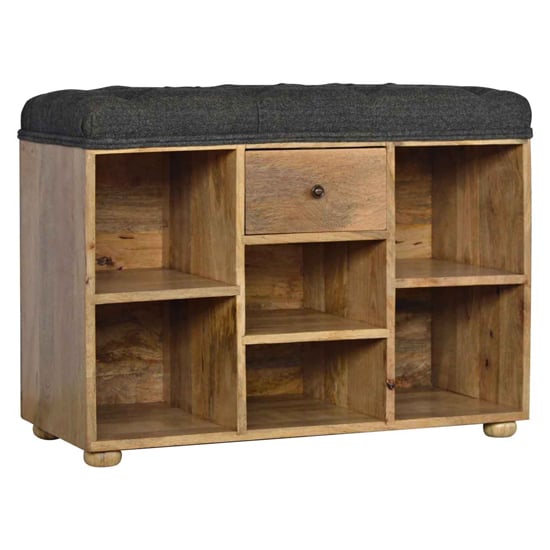 Product photograph of Noah Wooden Shoe Storage Bench With Black Fabric Seat from Furniture in Fashion