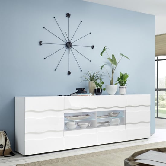 Read more about Nod wooden sideboard in white high gloss with 2 doors 4 drawers