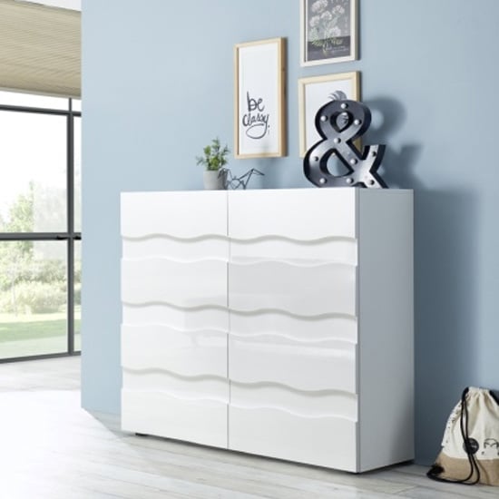 Product photograph of Nod Wooden Sideboard In White High Gloss With 2 Doors from Furniture in Fashion