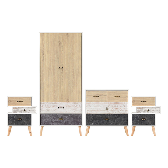 Read more about Noein bedroom set with 2 doors wardrobe in distressed effect