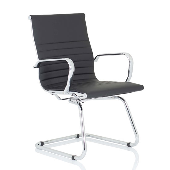 Product photograph of Nola Leather Cantilever Office Visitor Chair In Black from Furniture in Fashion
