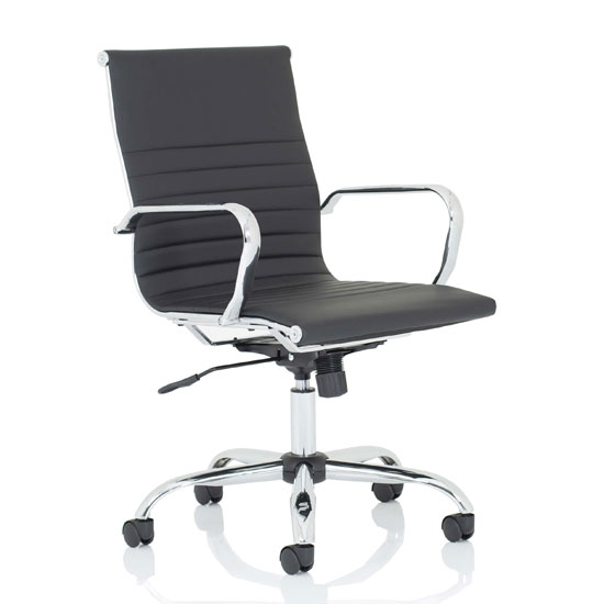 Product photograph of Nola Leather Medium Back Executive Office Chair In Black from Furniture in Fashion