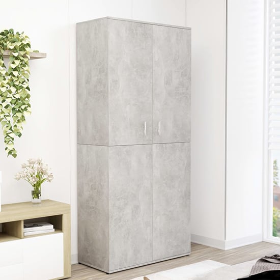 Product photograph of Norco Shoe Storage Cabinet With 2 Doors In Concrete Effect from Furniture in Fashion
