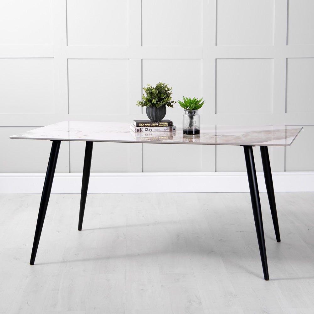 Product photograph of Norfolk Sintered Stone Dining Table Rectangular In White Natural from Furniture in Fashion