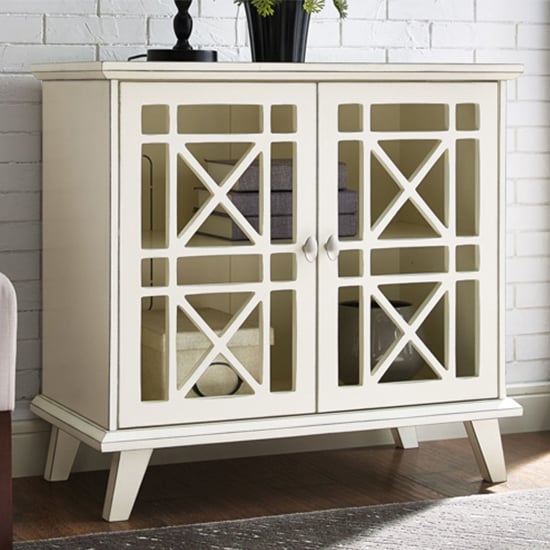 Product photograph of Norland Wooden Display Cabinet With 2 Doors In Cream from Furniture in Fashion