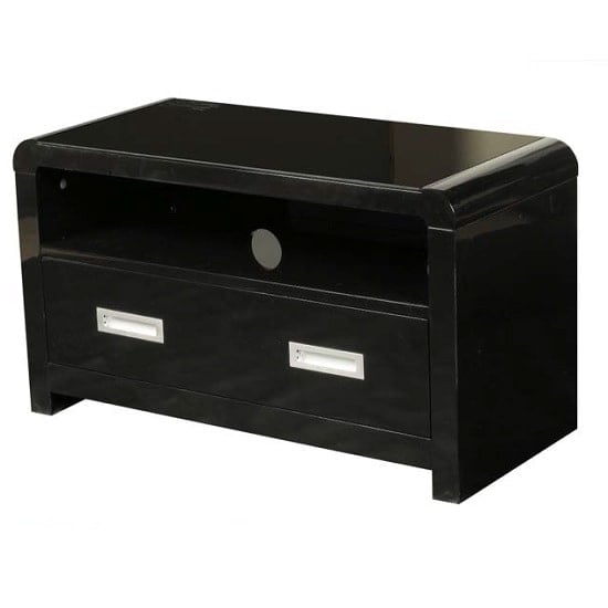 Photo of Norset modern tv stand rectangular in black gloss with 1 drawer