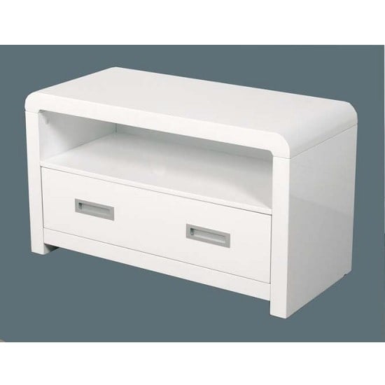 Photo of Norset modern tv stand rectangular in white gloss with 1 drawer