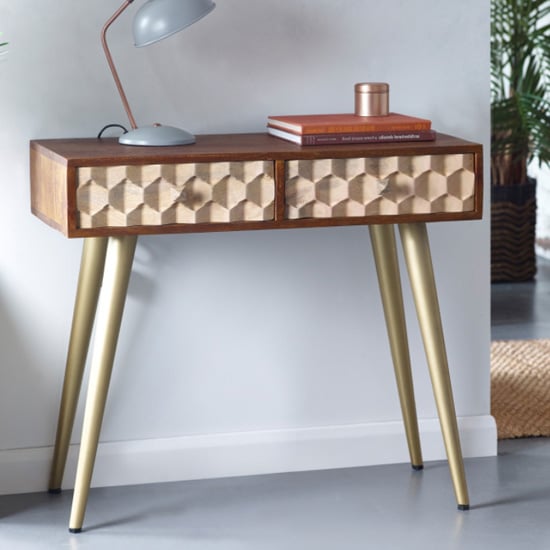 Read more about Nosid wooden console table in dark walnut with 2 drawers