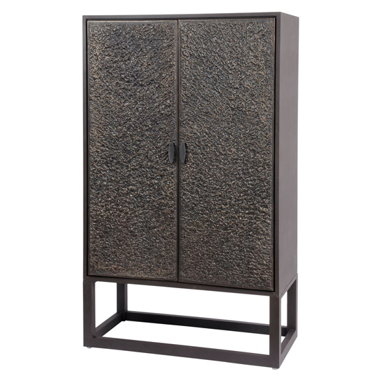 Photo of Notting wooden bar cabinet with 2 doors in textured brown