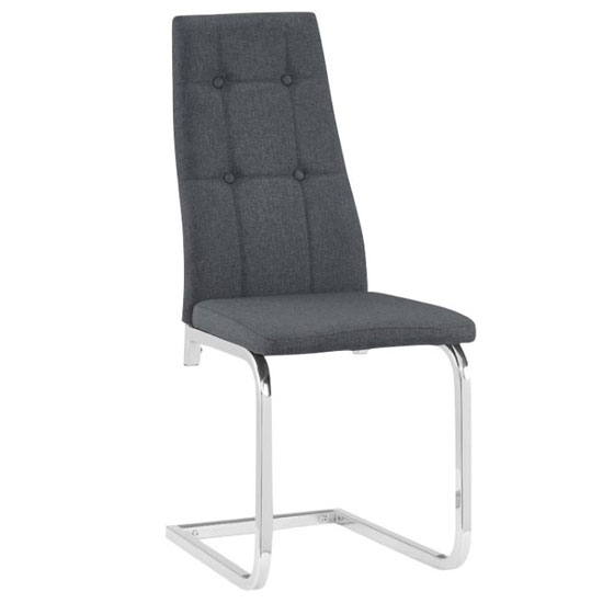Product photograph of Nova Fabric Dining Chair In Grey With Chrome Legs from Furniture in Fashion