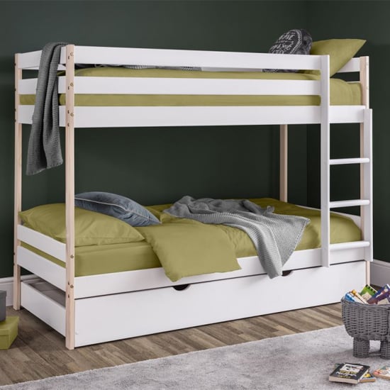 Photo of Naiser wooden bunk bed with guest bed in white lacquer