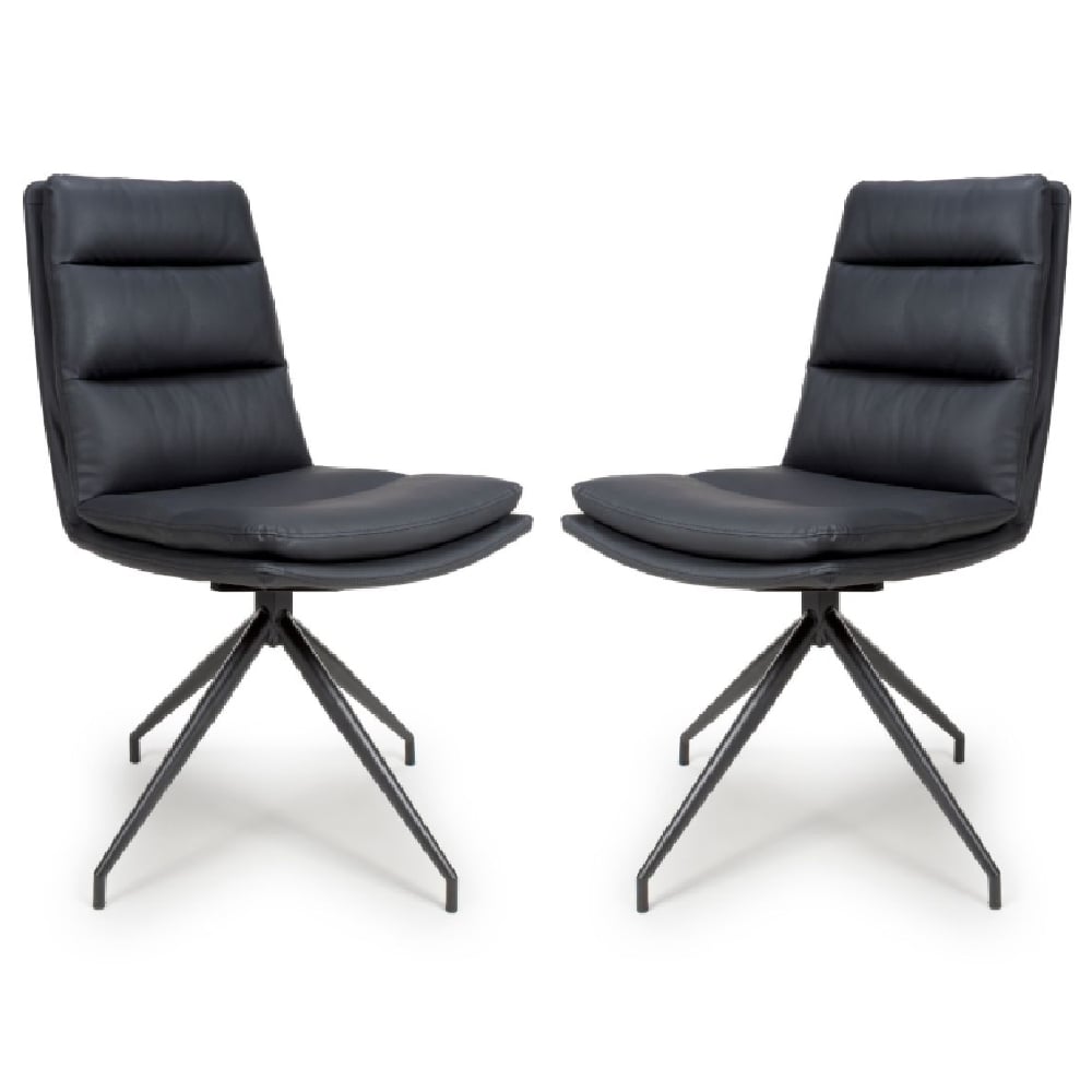 novato black pu leather dining chairs in pair