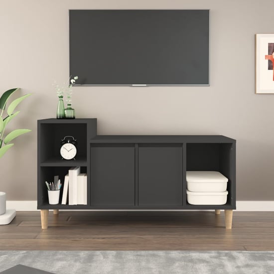 Product photograph of Novato Wooden Tv Stand With 2 Doors In Black from Furniture in Fashion