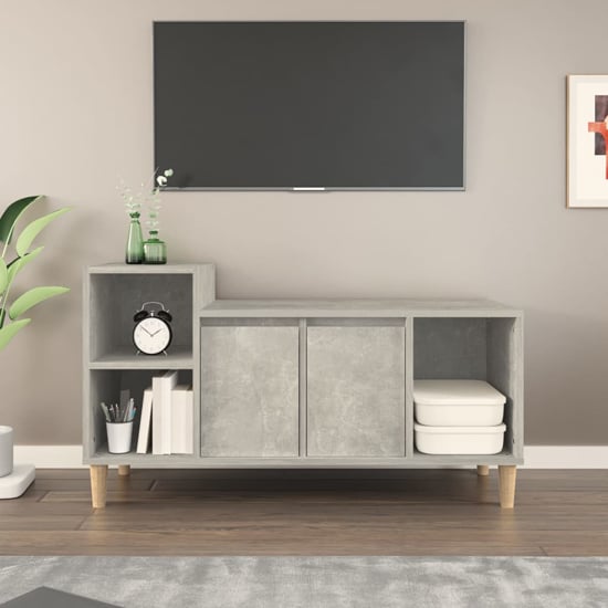 Product photograph of Novato Wooden Tv Stand With 2 Doors In Concrete Effect from Furniture in Fashion