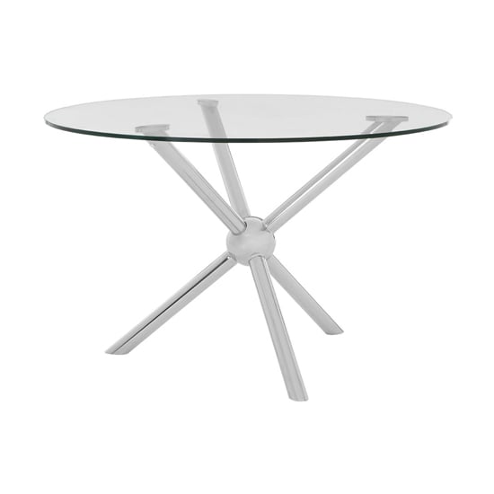 Read more about Kurhah round clear glass dining table with silver frame