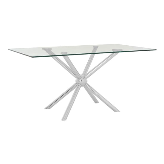 Photo of Kurhah rectangular clear glass dining table with silver frame