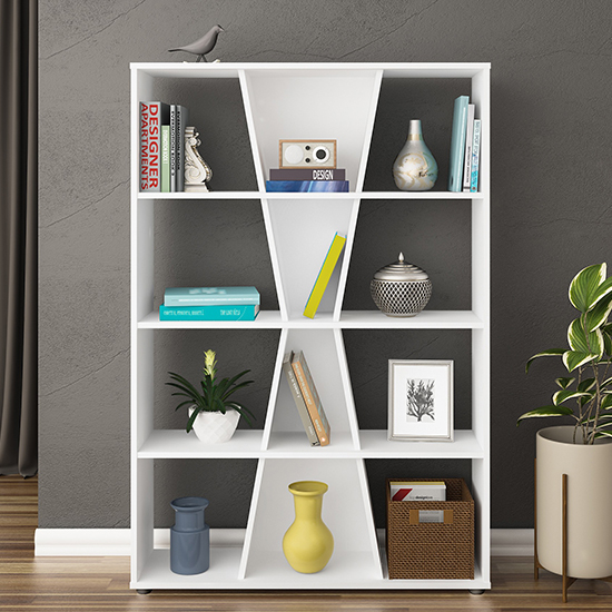 Product photograph of Nuneaton Medium Wooden Bookcase In White from Furniture in Fashion