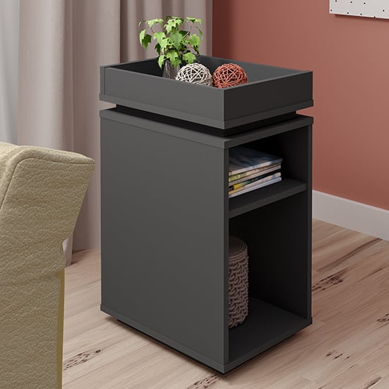 Photo of Nuneaton wooden storage side table in grey