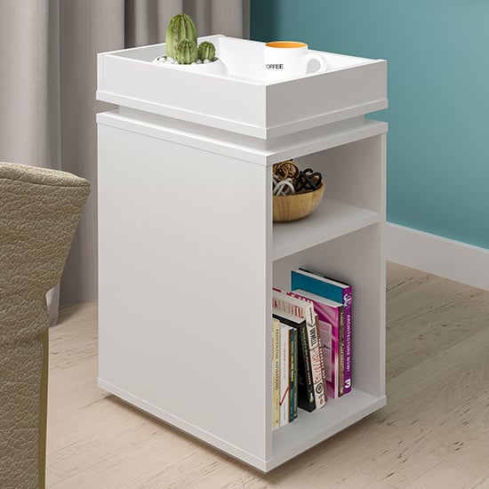 Read more about Nuneaton wooden storage side table in white