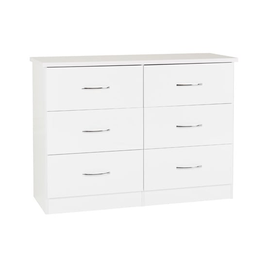 Product photograph of Noir 6 Drawers Chest Of Drawers In White High Gloss from Furniture in Fashion