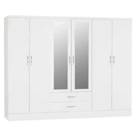 Photo of Noir high gloss 6 doors 2 drawers wardrobe in white