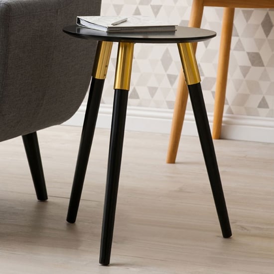 Product photograph of Nusakan Wooden Side Table In Black And Gold from Furniture in Fashion