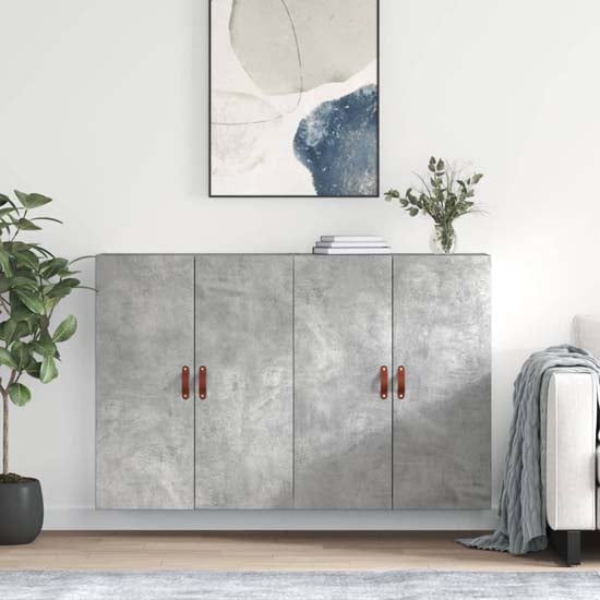 Product photograph of Nuuk Wooden Sideboard Wall Mounted With 4 Doors In Concrete Effect from Furniture in Fashion