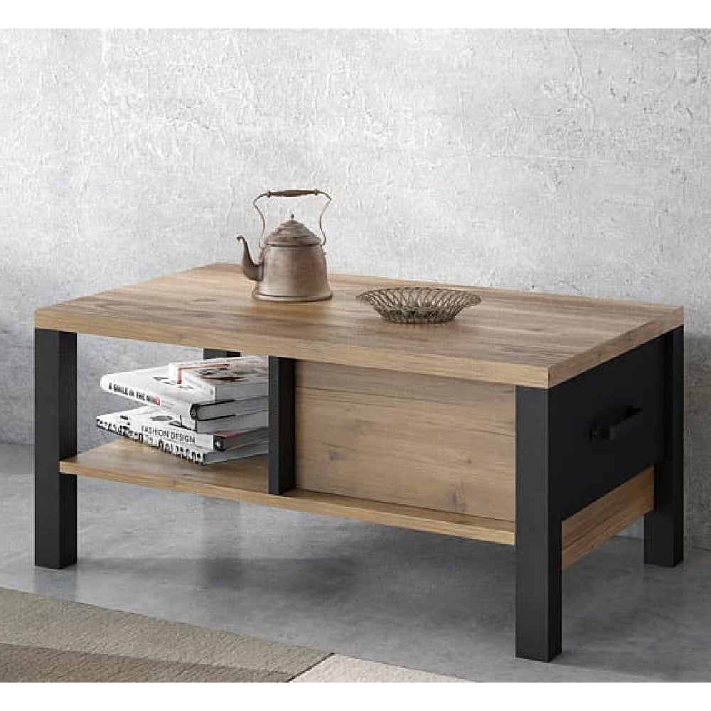 Read more about Oaxaca wooden coffee table with 1 drawer in okapi oak