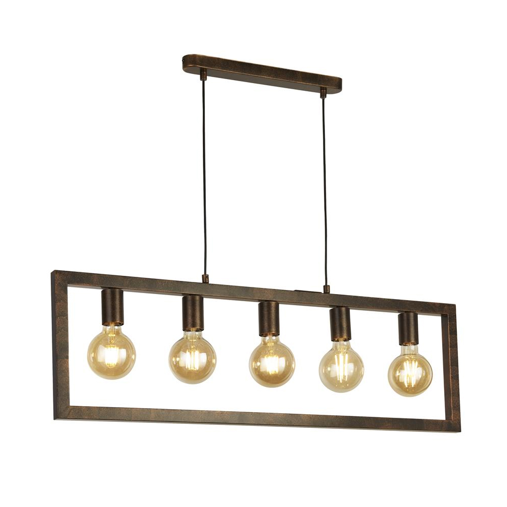 Product photograph of Oblong 5 Light Pendant Light In Rustic Brown from Furniture in Fashion