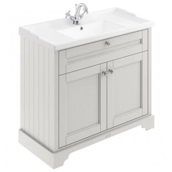 Product photograph of Ocala 102cm Floor Vanity Unit With 1th Basin In Timeless Sand from Furniture in Fashion