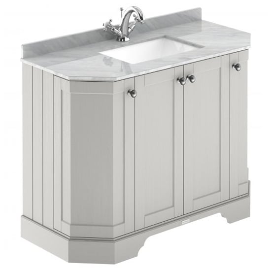 Read more about Ocala 102cm angled vanity with 1th grey marble basin in sand