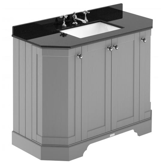 Product photograph of Ocala 102cm Angled Vanity With 3th Black Marble Basin In Grey from Furniture in Fashion