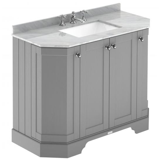 Product photograph of Ocala 102cm Angled Vanity With 3th Grey Marble Basin In Grey from Furniture in Fashion