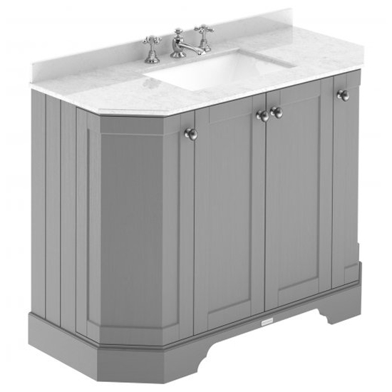 Read more about Ocala 102cm angled vanity with 3th white marble basin in grey