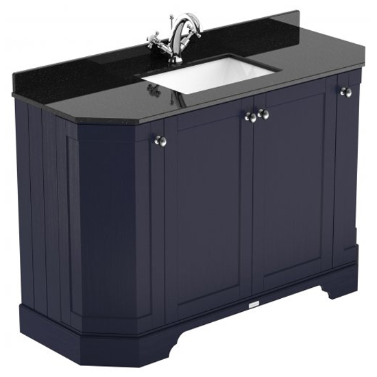 Photo of Ocala 122cm angled vanity with 1th black marble basin in blue