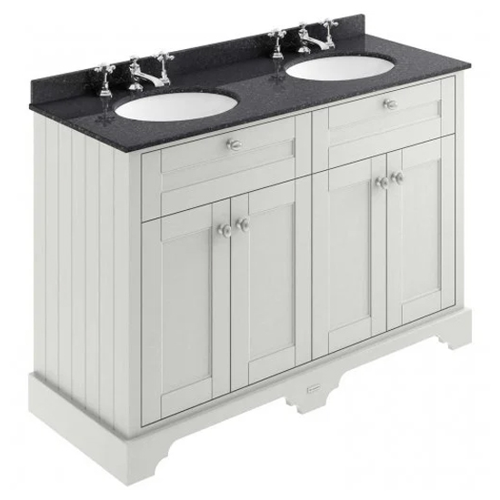 Photo of Ocala 122cm floor vanity with 3th black marble basin in sand