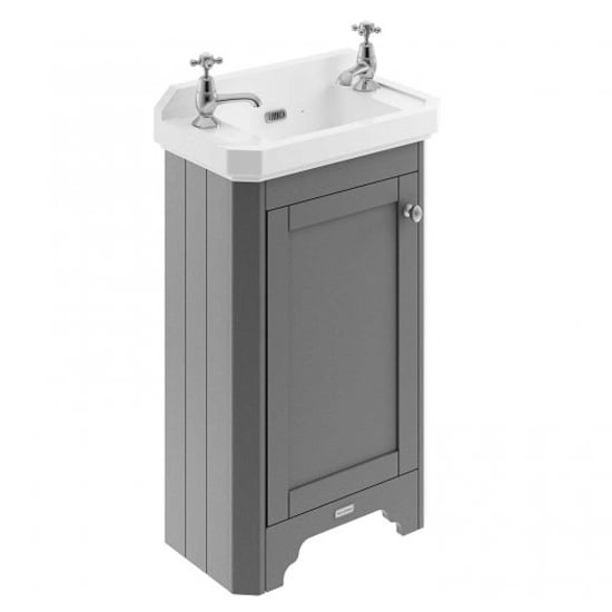 Product photograph of Ocala 51 5cm Floor Vanity Unit With 2th Basin In Storm Grey from Furniture in Fashion