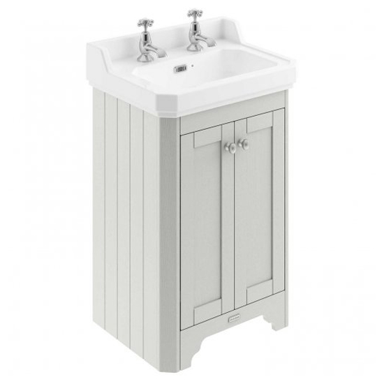 Product photograph of Ocala 56cm Floor Vanity Unit With 2th Basin In Timeless Sand from Furniture in Fashion