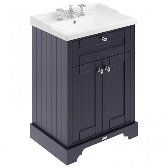 Product photograph of Ocala 62cm Floor Vanity Unit With 3th Basin In Twilight Blue from Furniture in Fashion