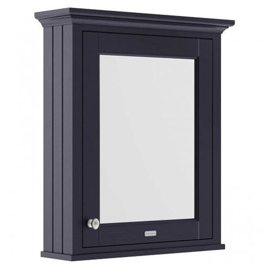 Product photograph of Ocala 65cm Mirrored Cabinet In Twilight Blue With 1 Door from Furniture in Fashion