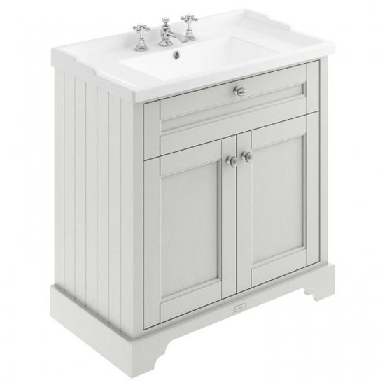 Photo of Ocala 82cm floor vanity unit with 3th basin in timeless sand
